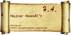 Hajzer Avenár névjegykártya